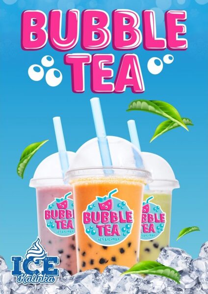 A2 Reklāmas plakāts "BUBBLE TEA" zils
